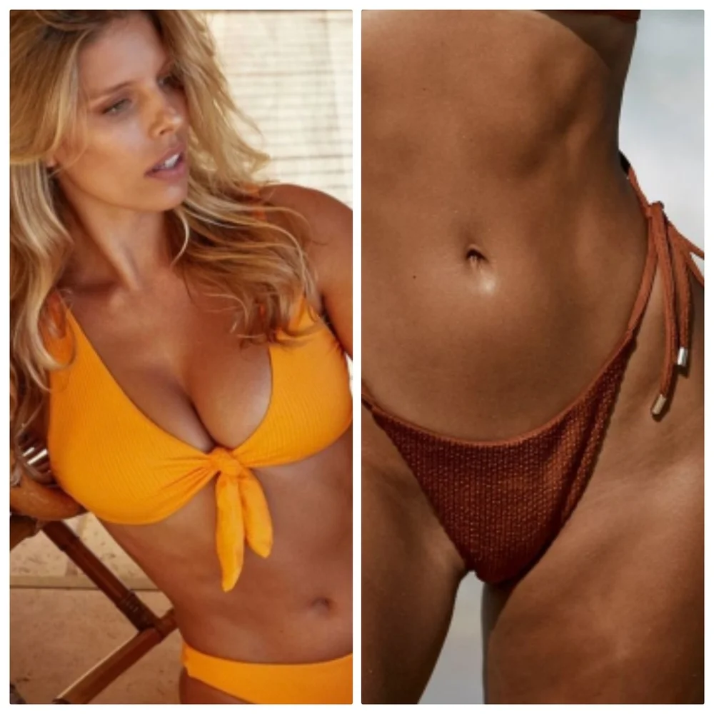Nwot SET Monday swimwear ribbed cocoa brown s Portugal top + Palma bottom xs